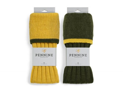 Pennine chaussette chasse jaune vert étiquettes